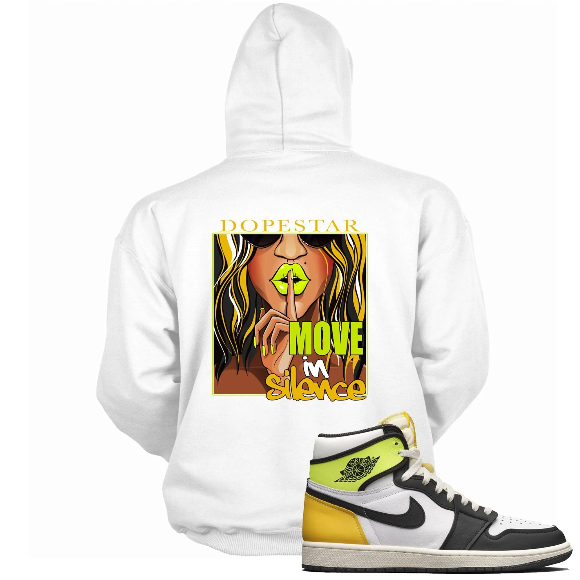 1 High White Black Volt University Gold Hoodie Move In Silence