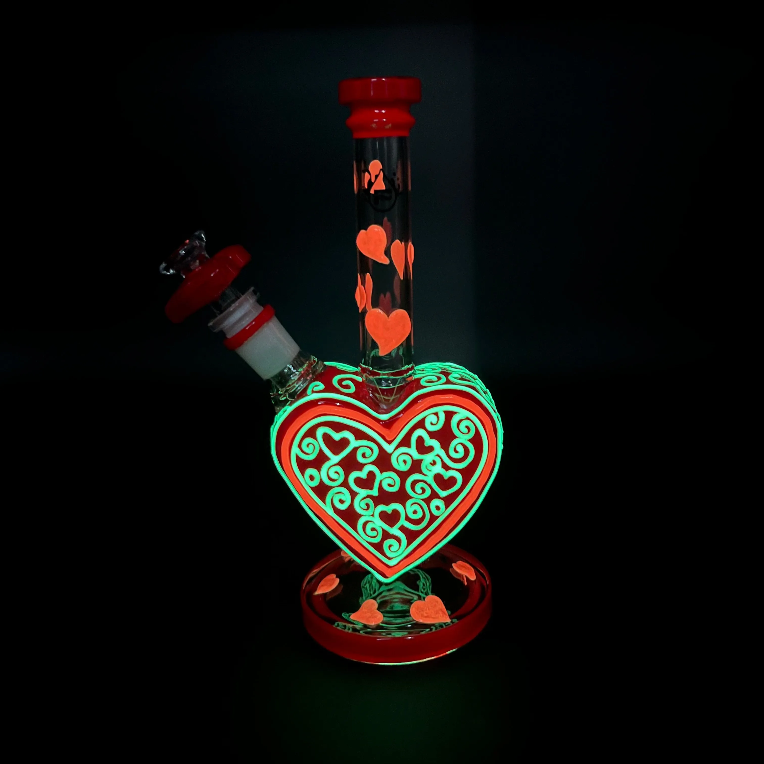 10 Pulsar Victorian Valentine's Day Glow in the Dark Water Pipe | 14mm F