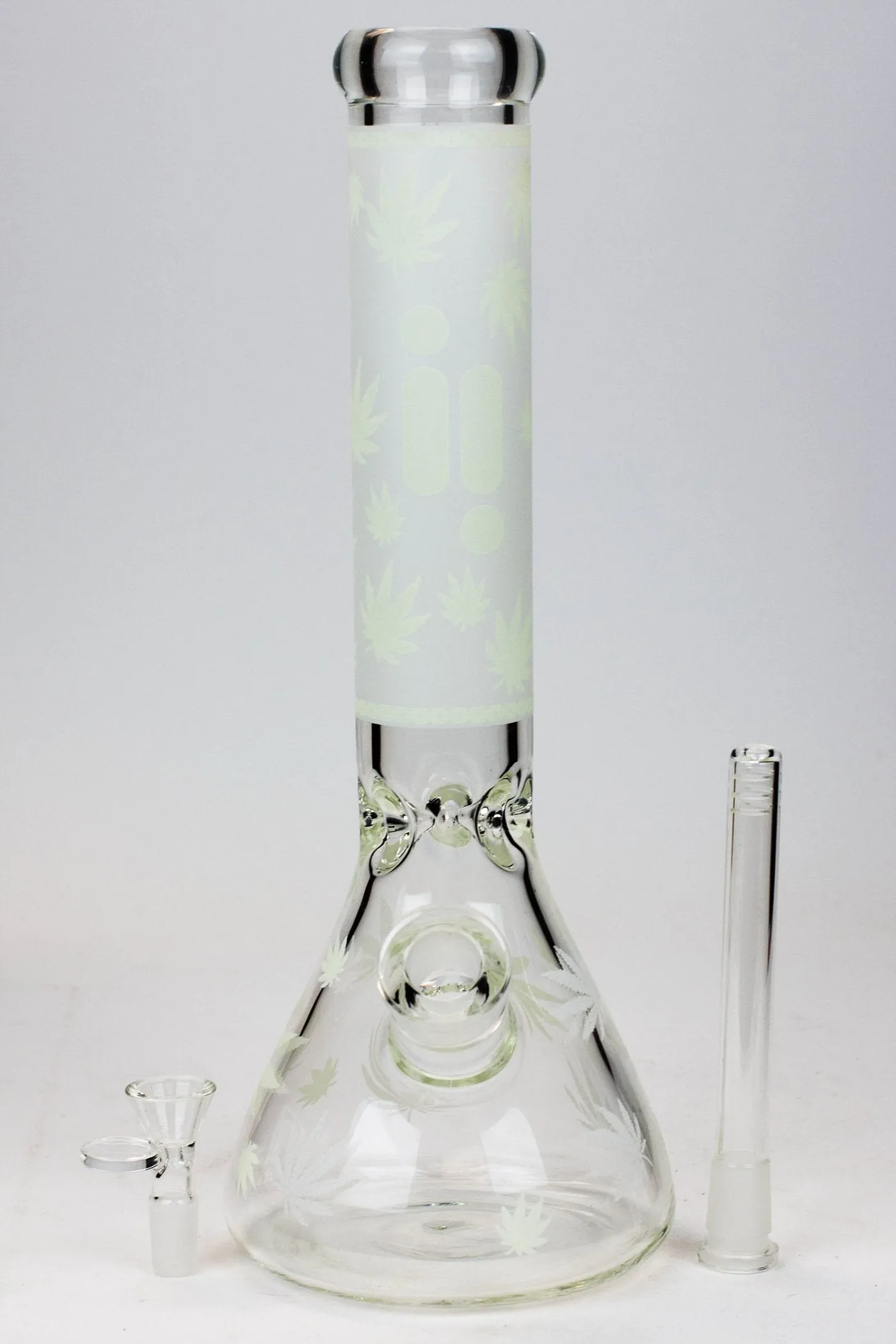 14" Infyniti Leaf Glow in the dark 7 mm glass bong