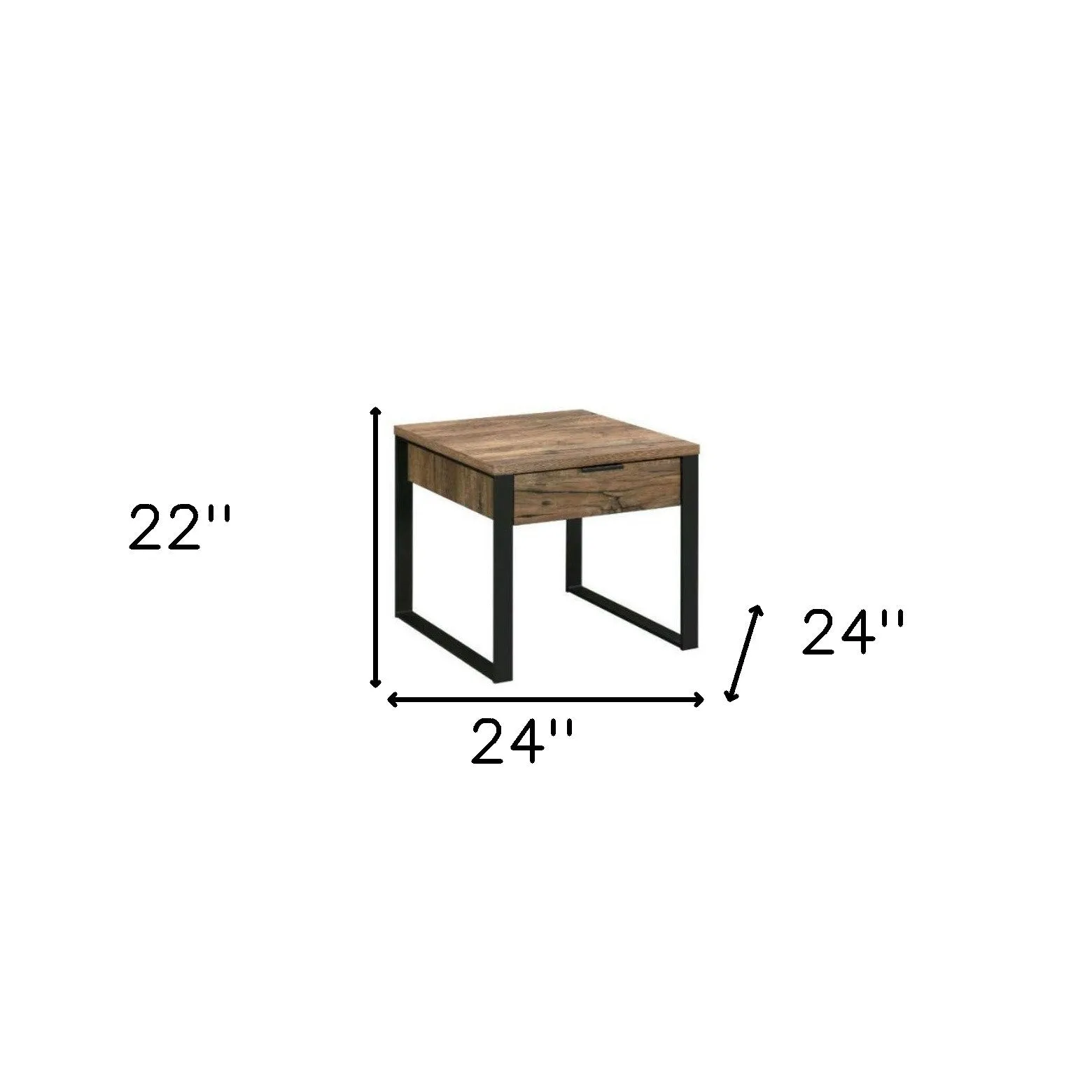 22" Black And Weathered Oak Square End Table With Drawer By Homeroots