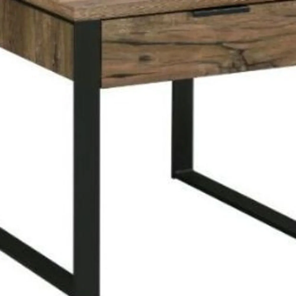 22" Black And Weathered Oak Square End Table With Drawer By Homeroots