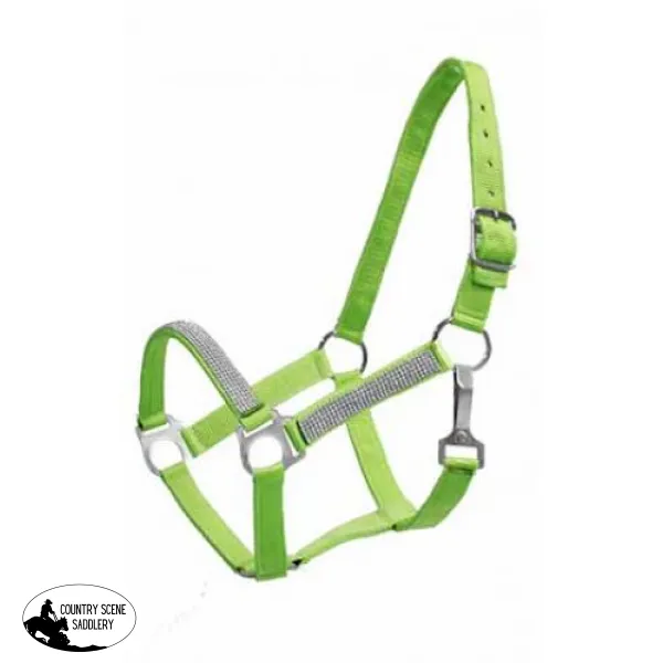 2Ply Medium/Large Pony size nylon halter with crystal noseband and cheeks.