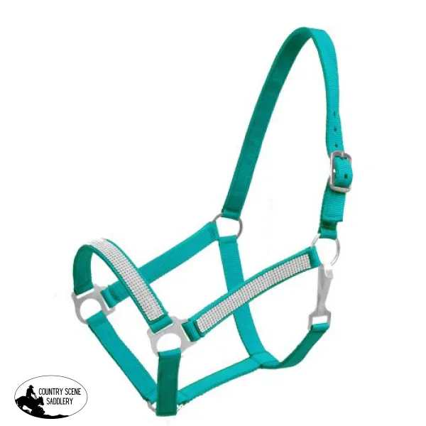 2Ply Medium/Large Pony size nylon halter with crystal noseband and cheeks.