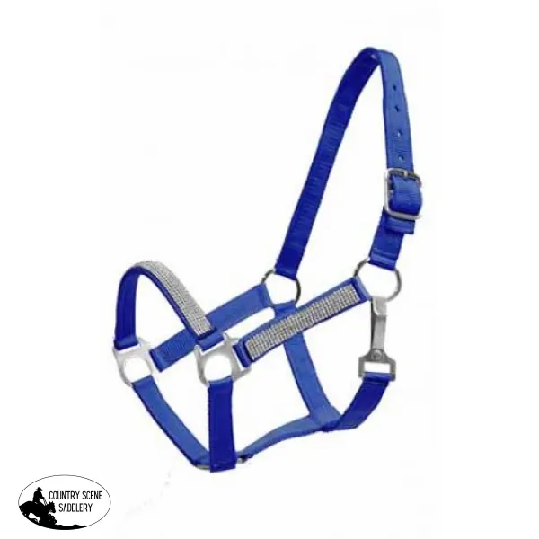 2Ply Medium/Large Pony size nylon halter with crystal noseband and cheeks.