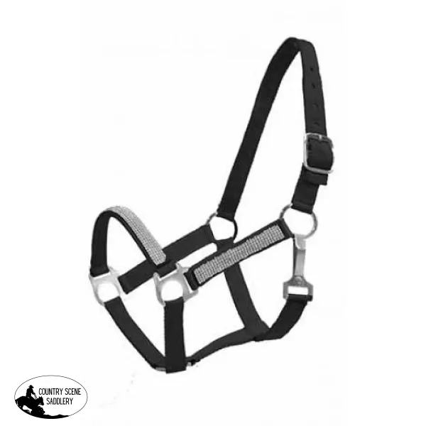 2Ply Medium/Large Pony size nylon halter with crystal noseband and cheeks.