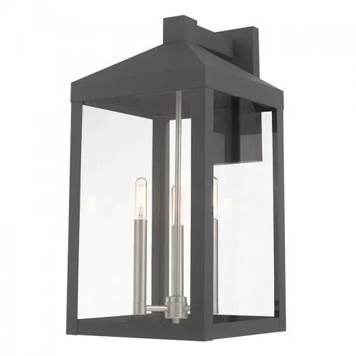 3 Lt Scandinavian Gray Wall Lantern