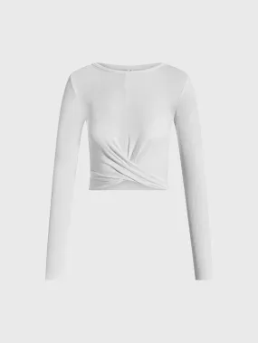 ALO WHITE COVER LONG SLEEVE TOP