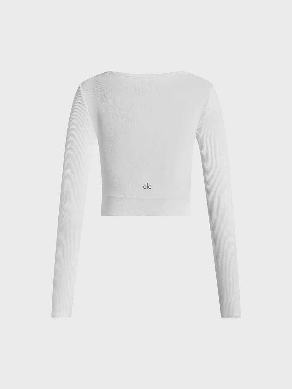 ALO WHITE COVER LONG SLEEVE TOP