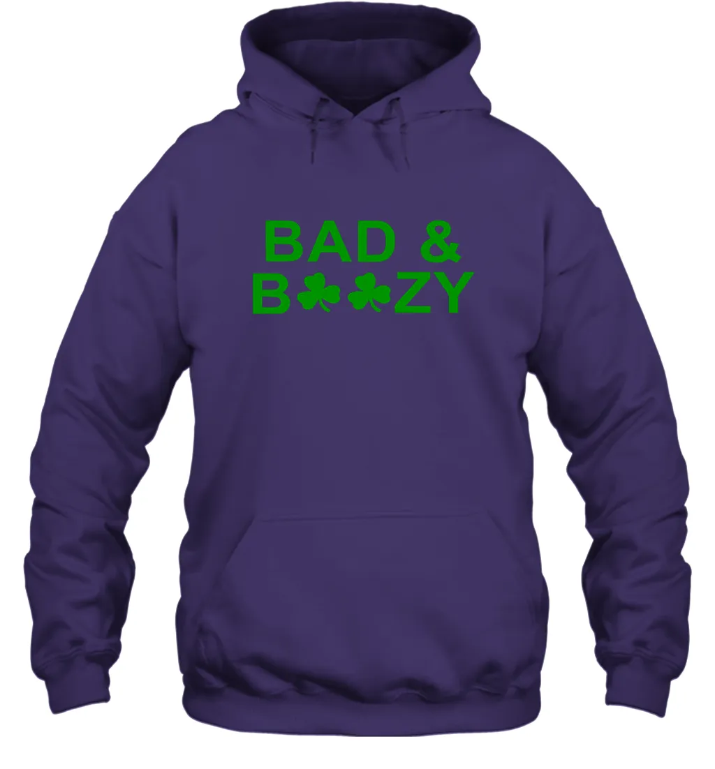 Bad And Boozy St Patrick's Day Funny Drinking Crewneck Hoodie