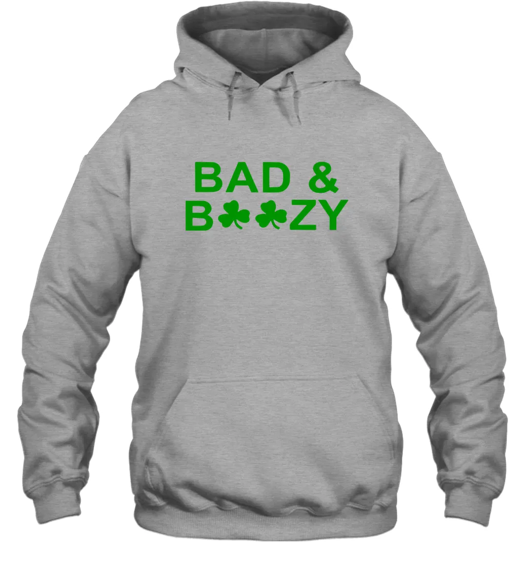 Bad And Boozy St Patrick's Day Funny Drinking Crewneck Hoodie