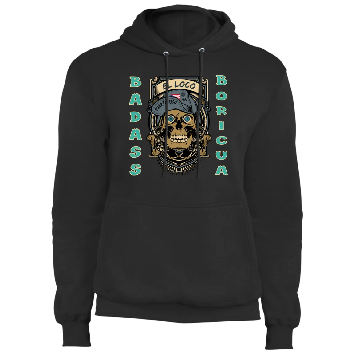 Badass Boricua El Loco (Small-4XL) Core Fleece Pullover Hoodie