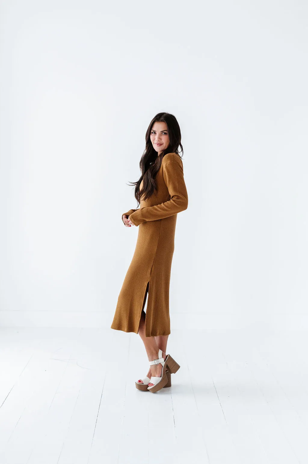 Brandi Knit Maxi Dress in Pale Brown