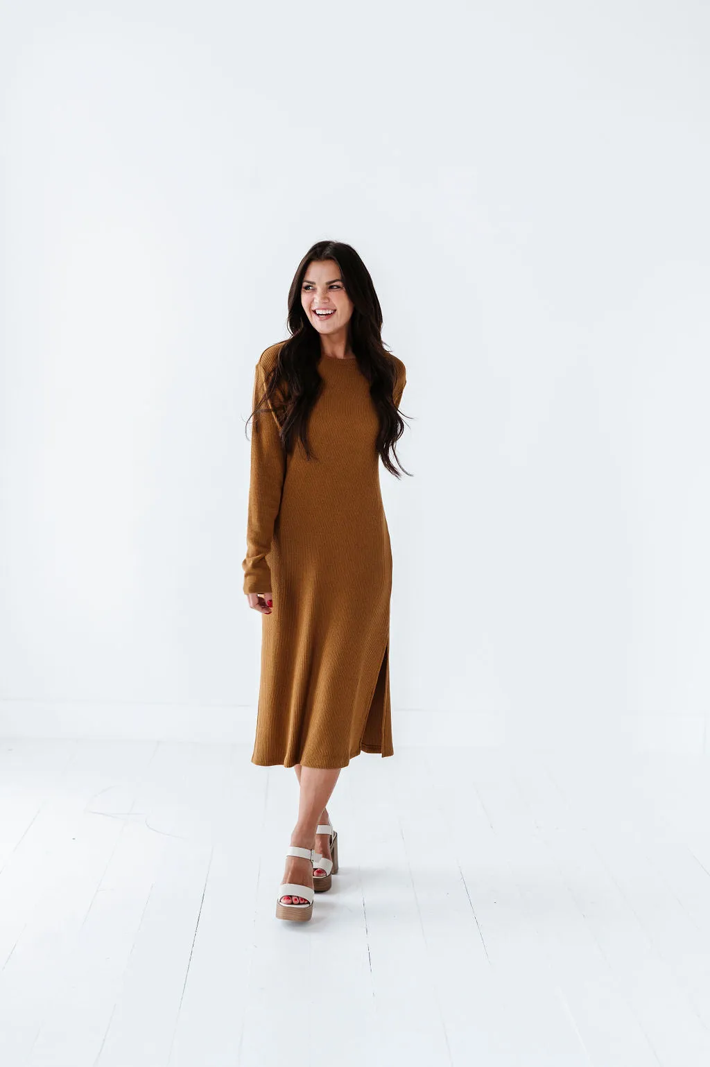 Brandi Knit Maxi Dress in Pale Brown