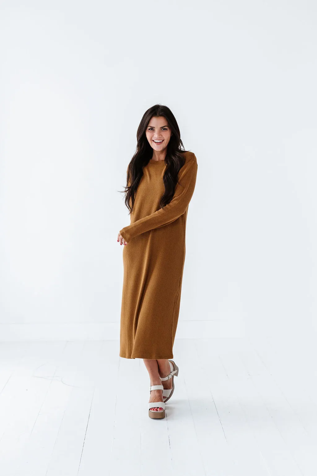 Brandi Knit Maxi Dress in Pale Brown