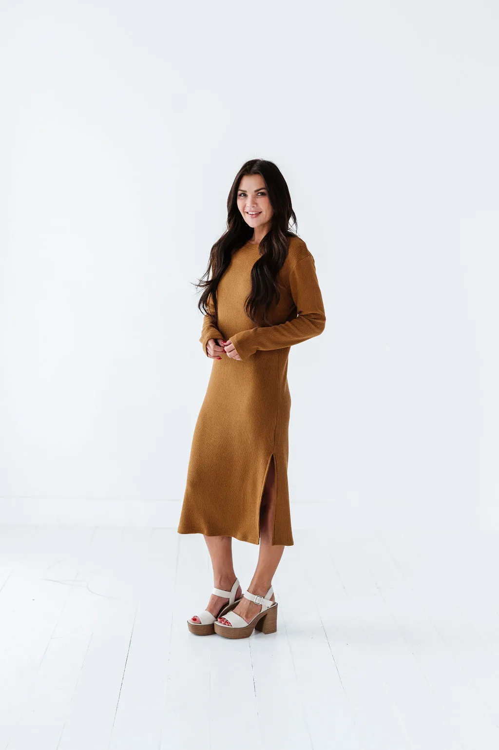 Brandi Knit Maxi Dress in Pale Brown