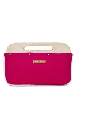 Bright Hot Pink with White Piping Linen Clutch Cover