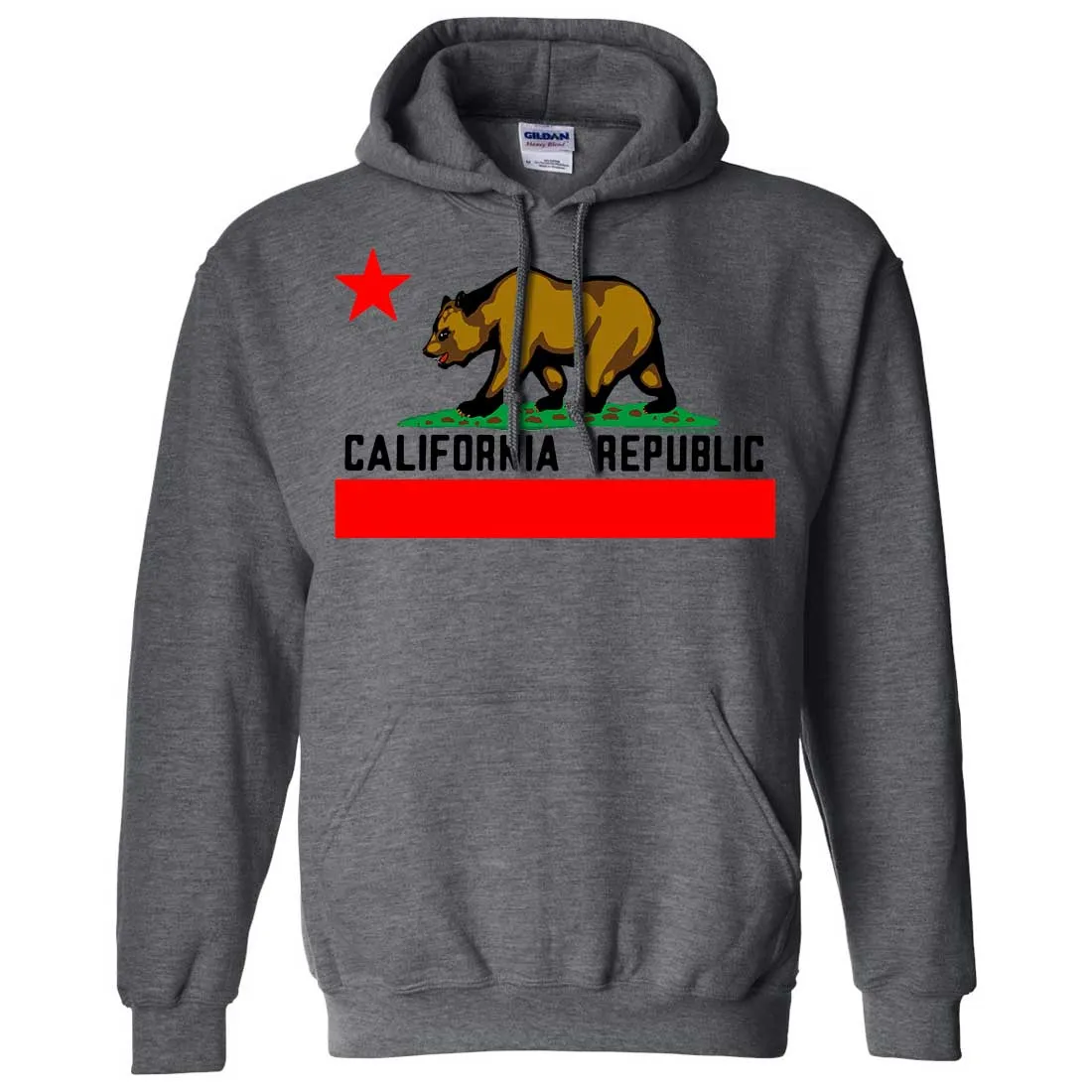 California Republic Borderless Bear Flag Black Text Sweatshirt Hoodie