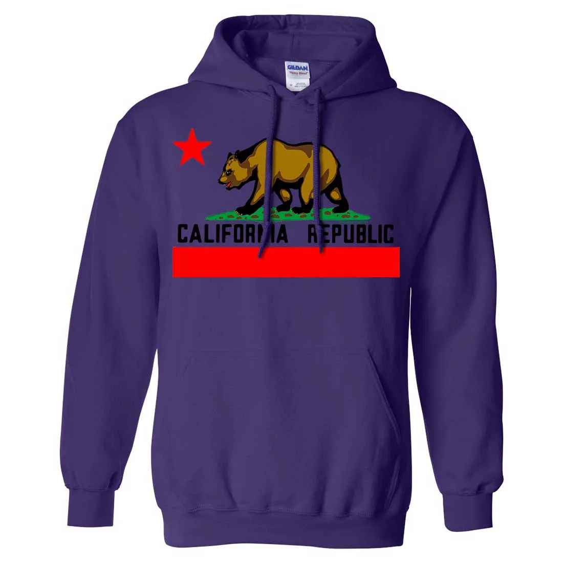 California Republic Borderless Bear Flag Black Text Sweatshirt Hoodie