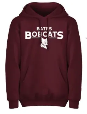 Classic Maroon BATES BOBCATS over Bobcat Icon Hooded Sweatshirt