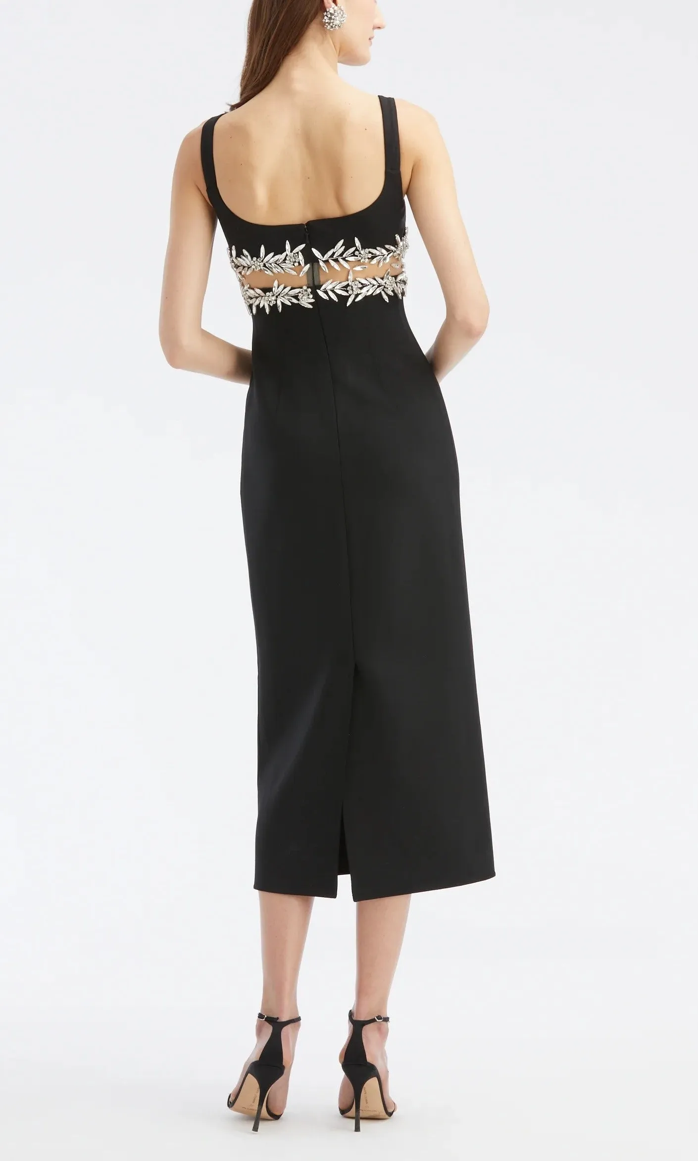 CRYSTAL EMBROIDERED CUT-OUT DRESS