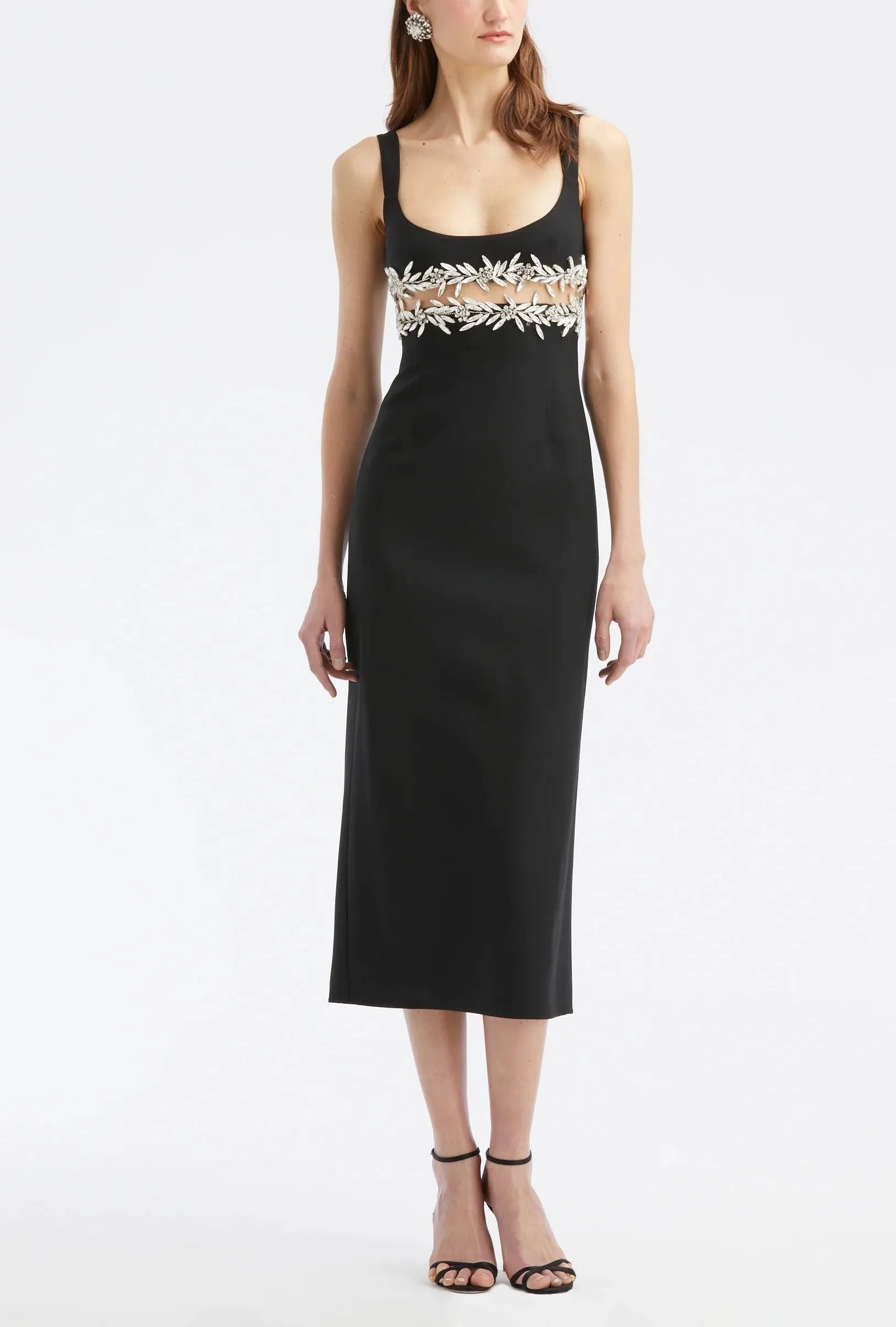 CRYSTAL EMBROIDERED CUT-OUT DRESS