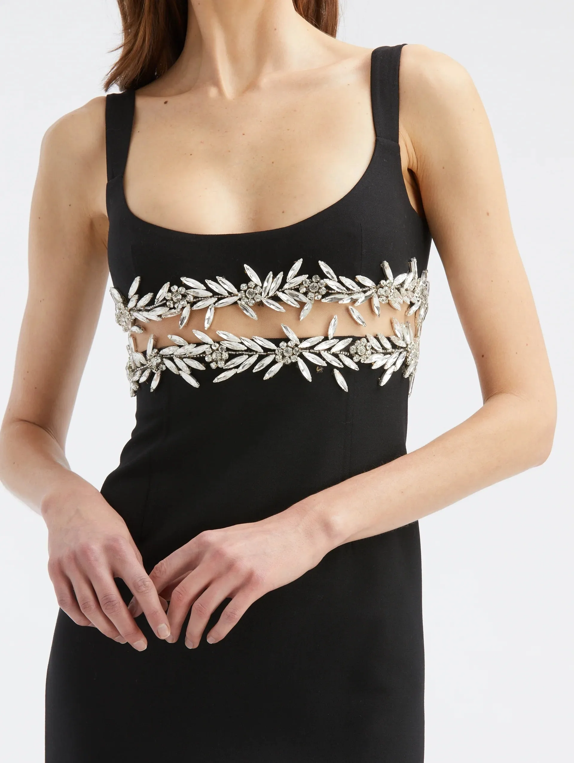 CRYSTAL EMBROIDERED CUT-OUT DRESS