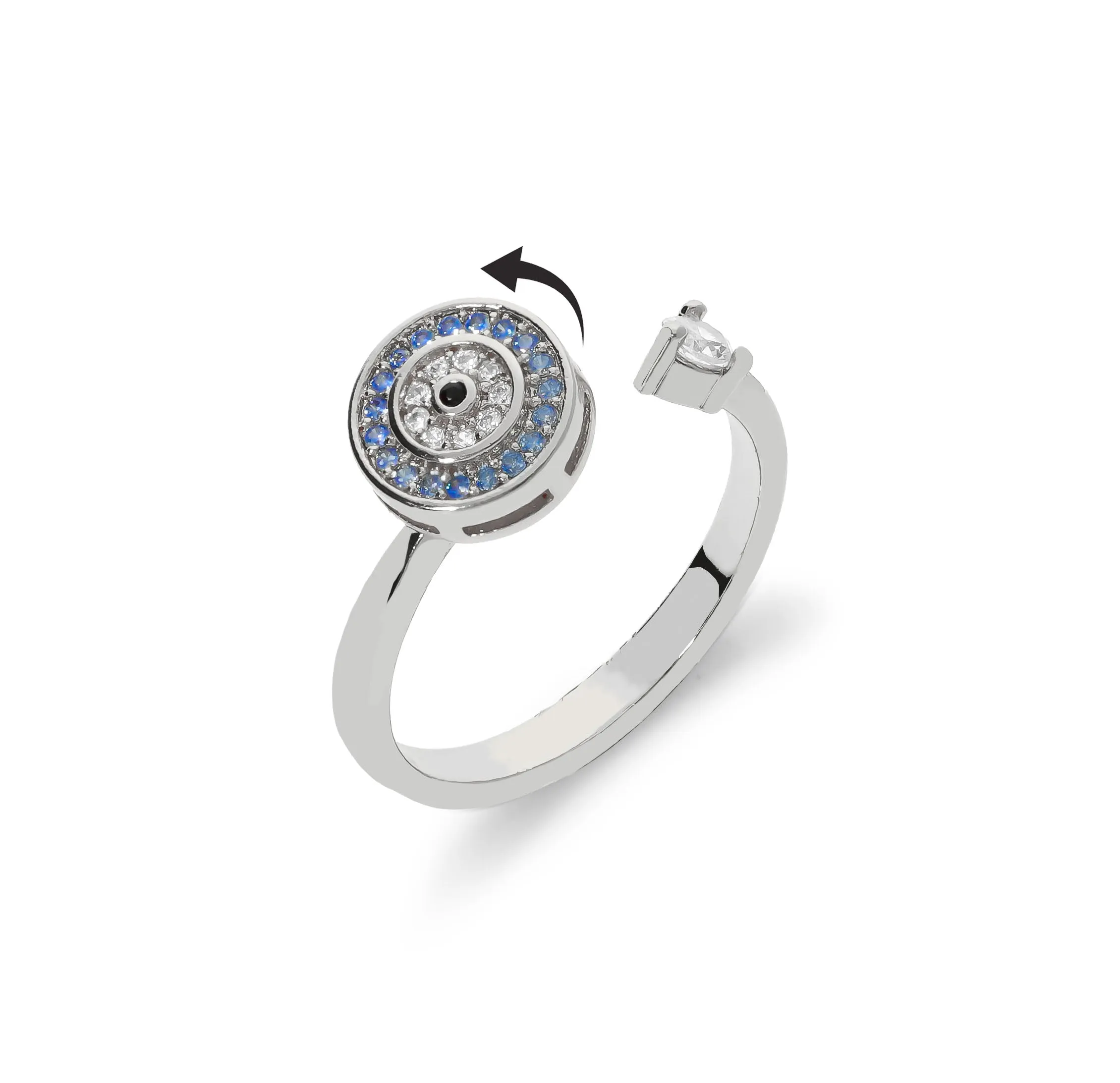 Evil eye twist ring silver