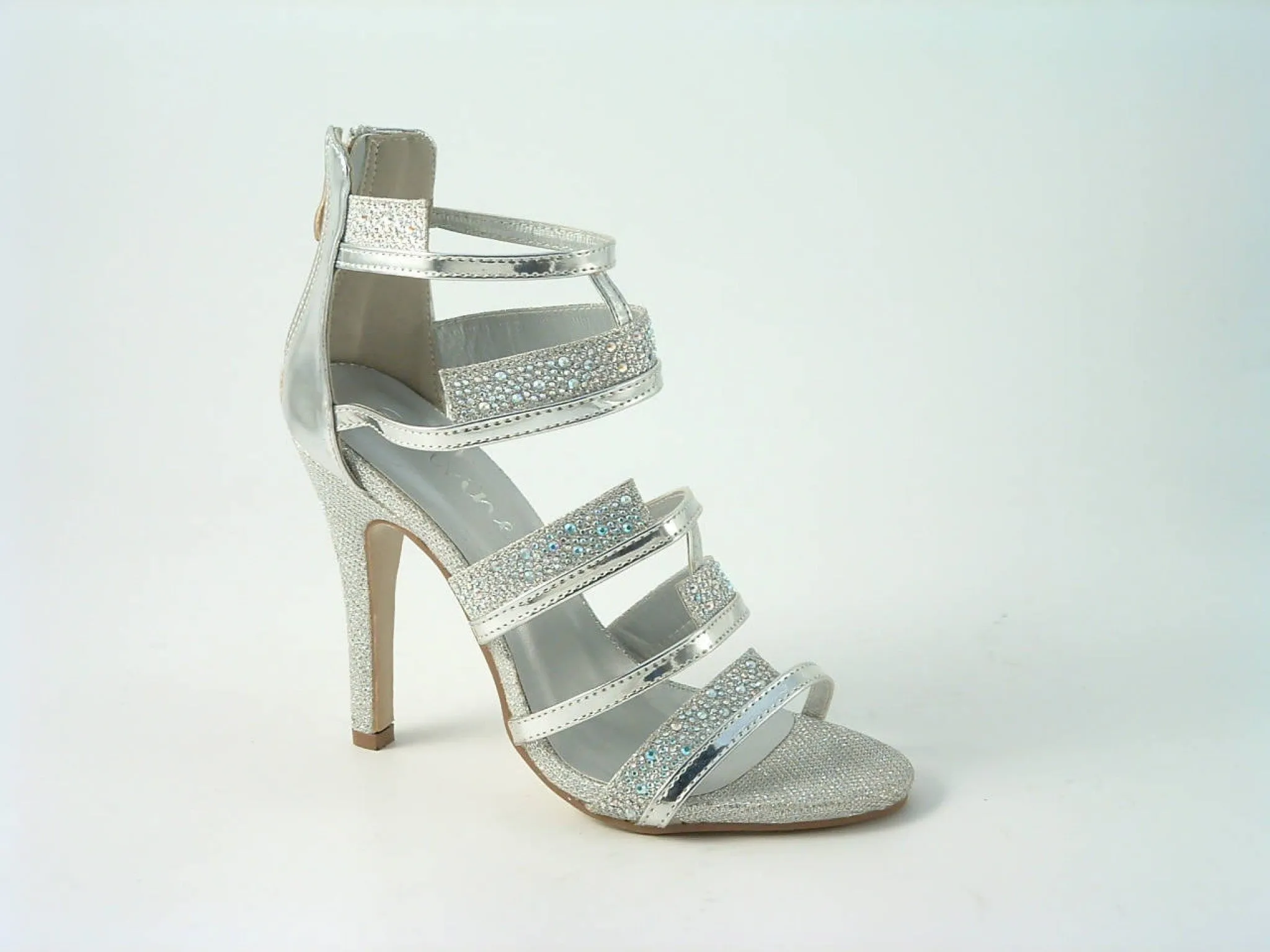 Glitz Shoes Divine Diamante Caged Strap Sandals