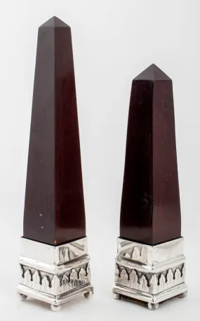 Grand Tour Manner Mahogany Obelisks, Pair