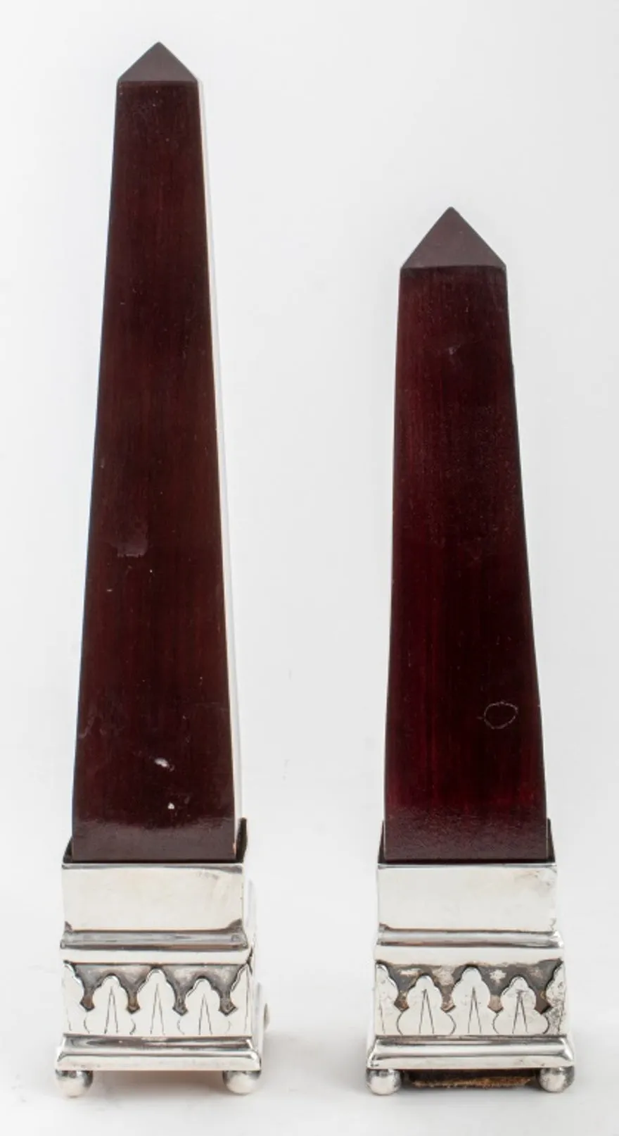 Grand Tour Manner Mahogany Obelisks, Pair