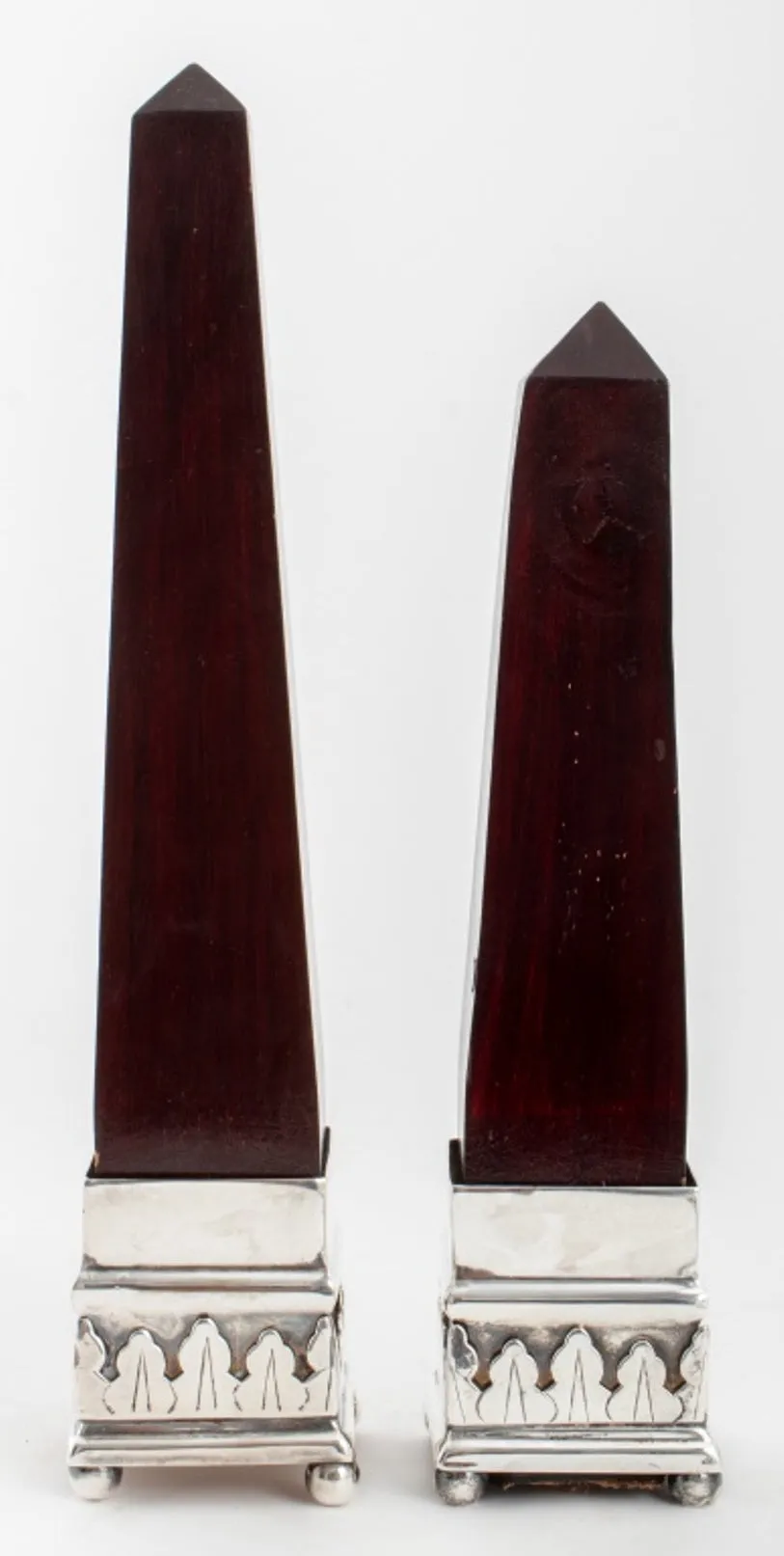 Grand Tour Manner Mahogany Obelisks, Pair