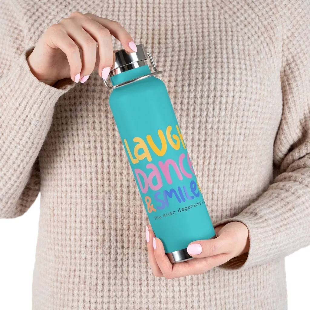 Laugh. Dance. Smile Insulated Bottle-Turquoise