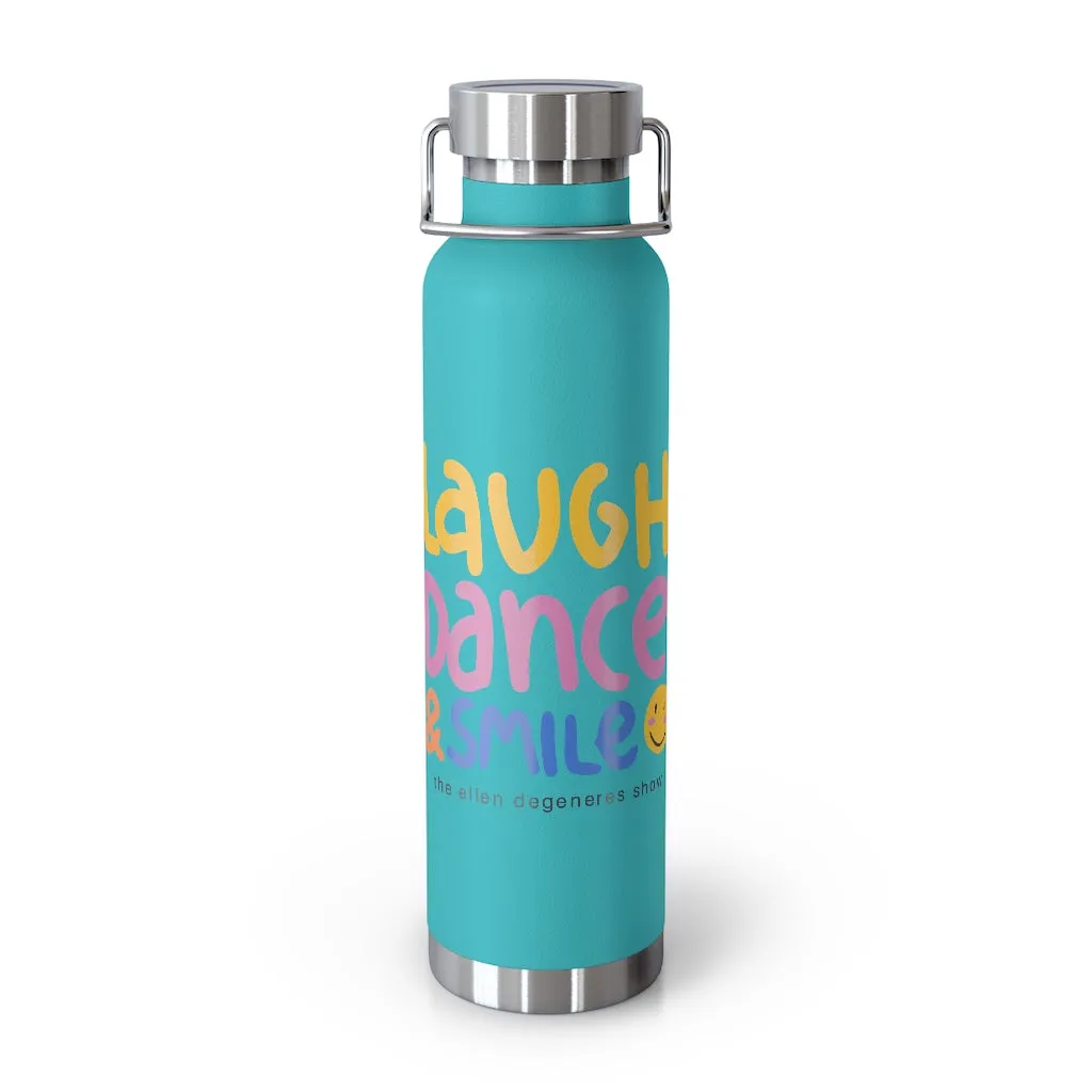 Laugh. Dance. Smile Insulated Bottle-Turquoise