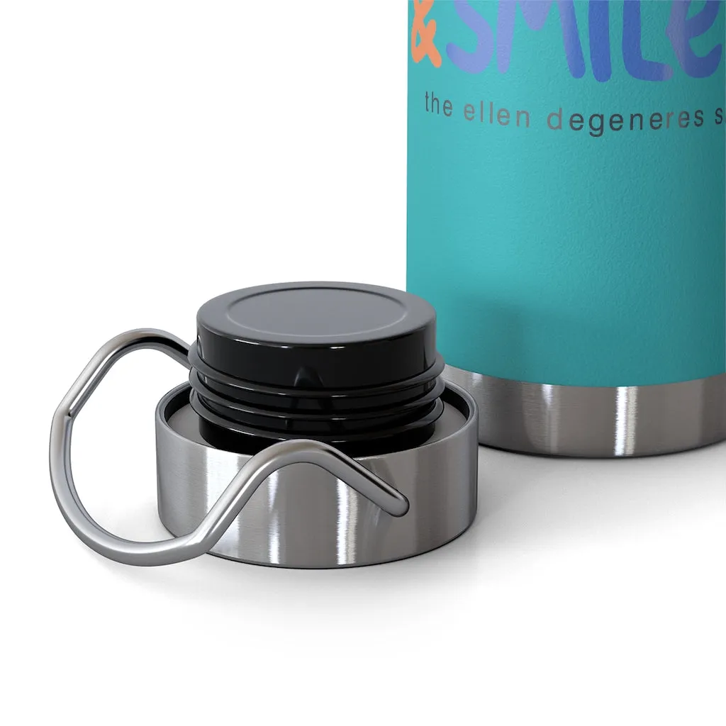 Laugh. Dance. Smile Insulated Bottle-Turquoise