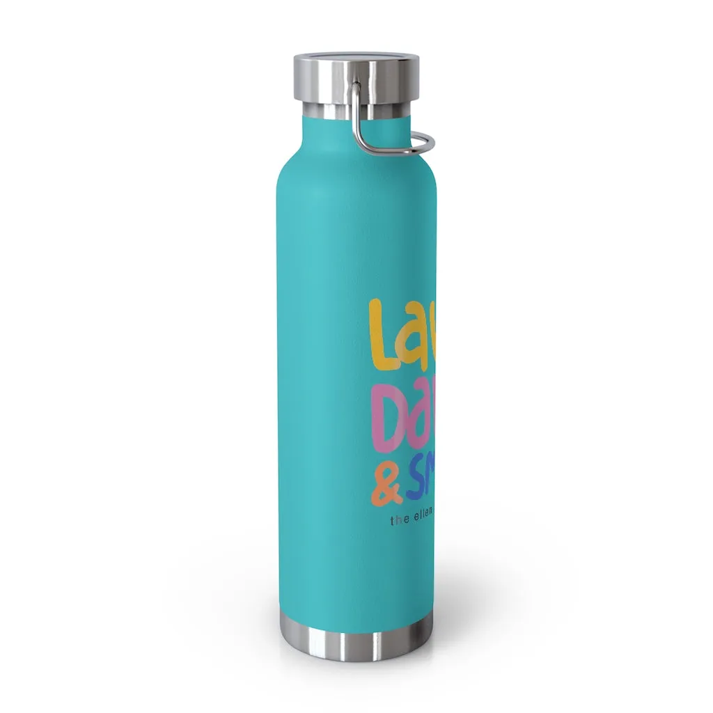 Laugh. Dance. Smile Insulated Bottle-Turquoise