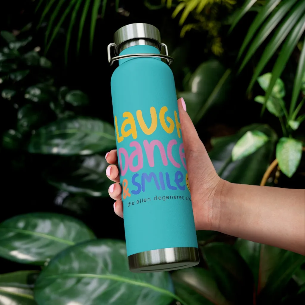 Laugh. Dance. Smile Insulated Bottle-Turquoise