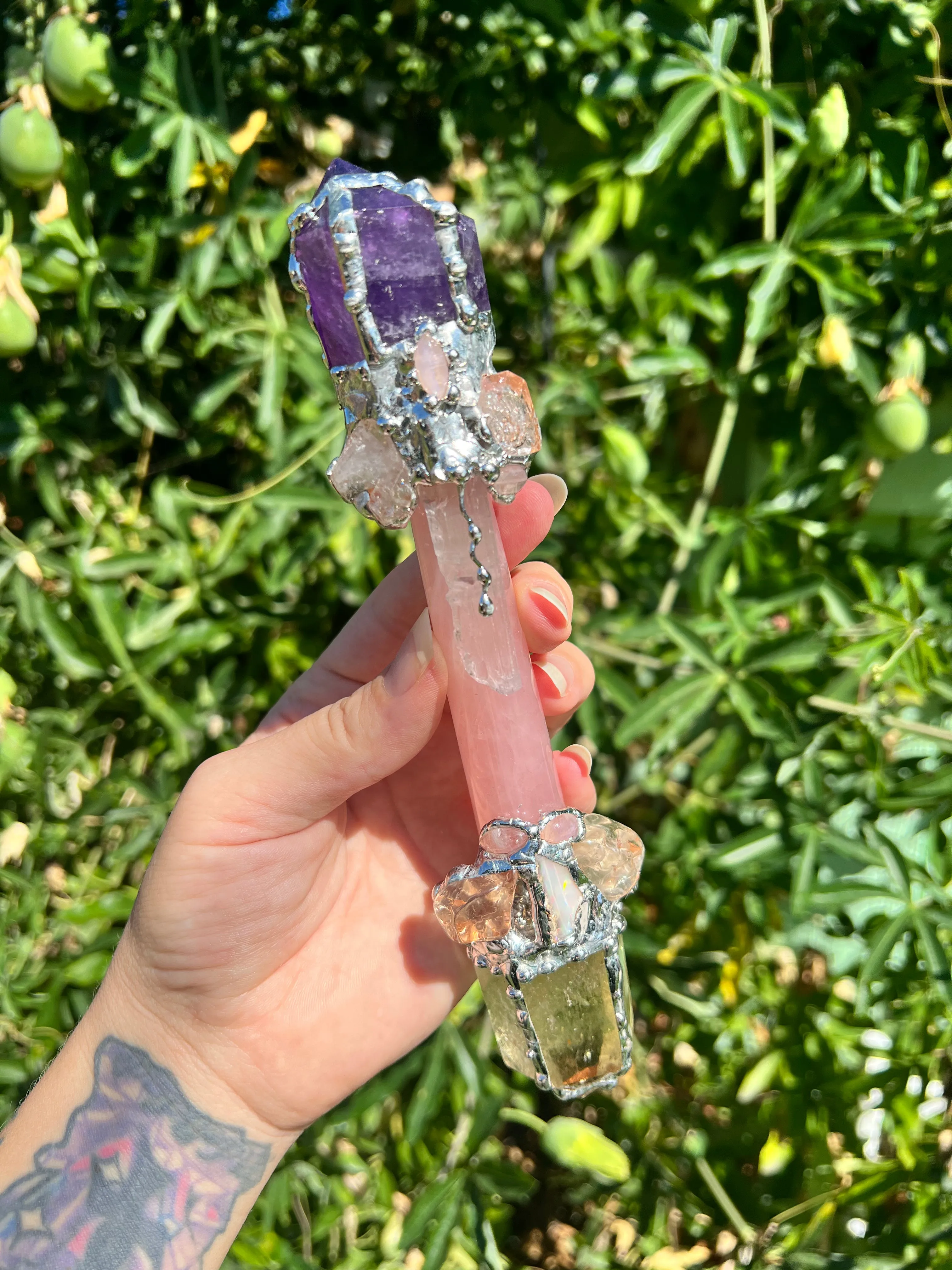 Magic Manifest * Amethyst, Rose Quartz and Citrine wand.