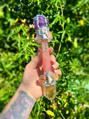 Magic Manifest * Amethyst, Rose Quartz and Citrine wand.