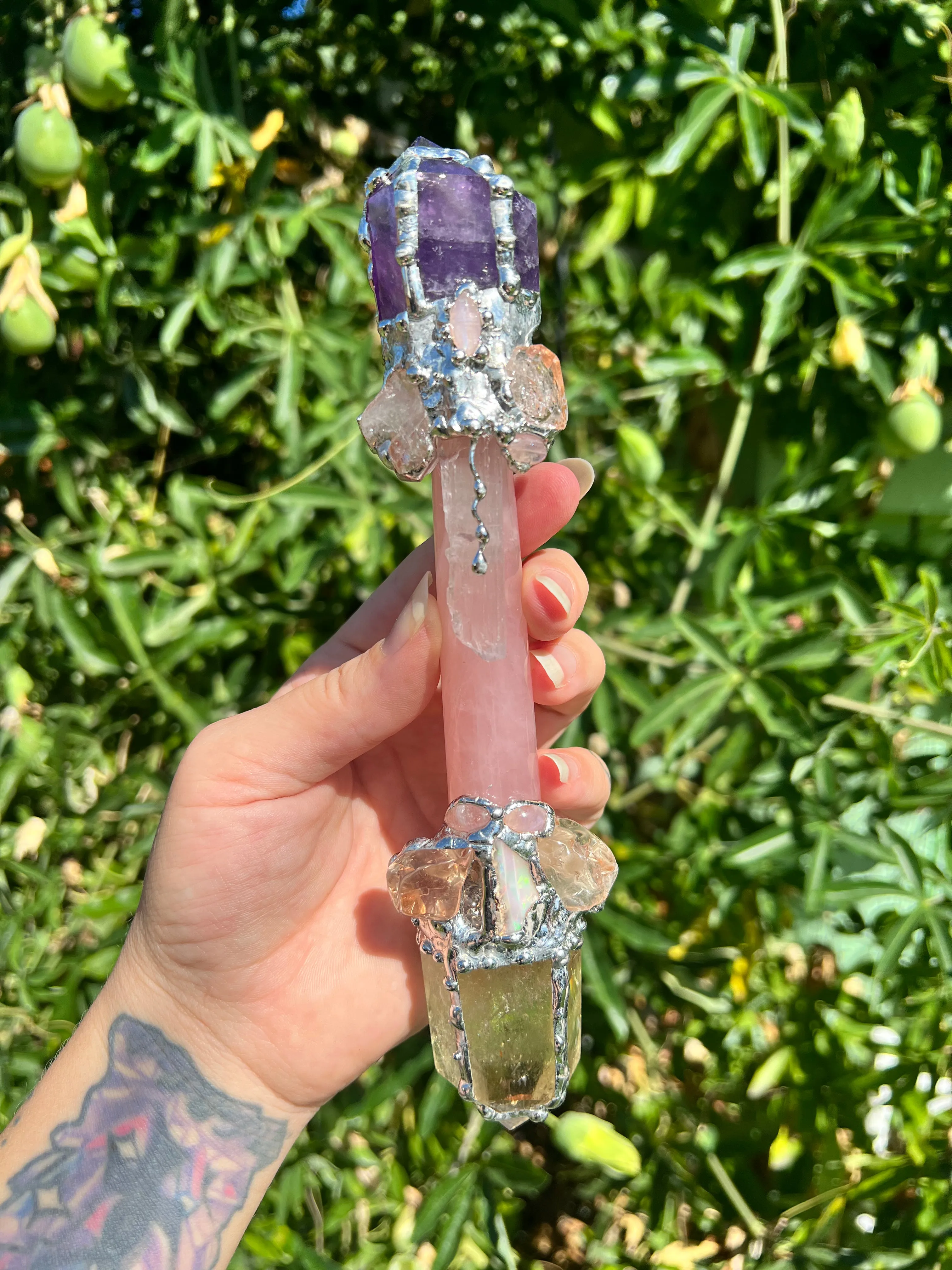 Magic Manifest * Amethyst, Rose Quartz and Citrine wand.