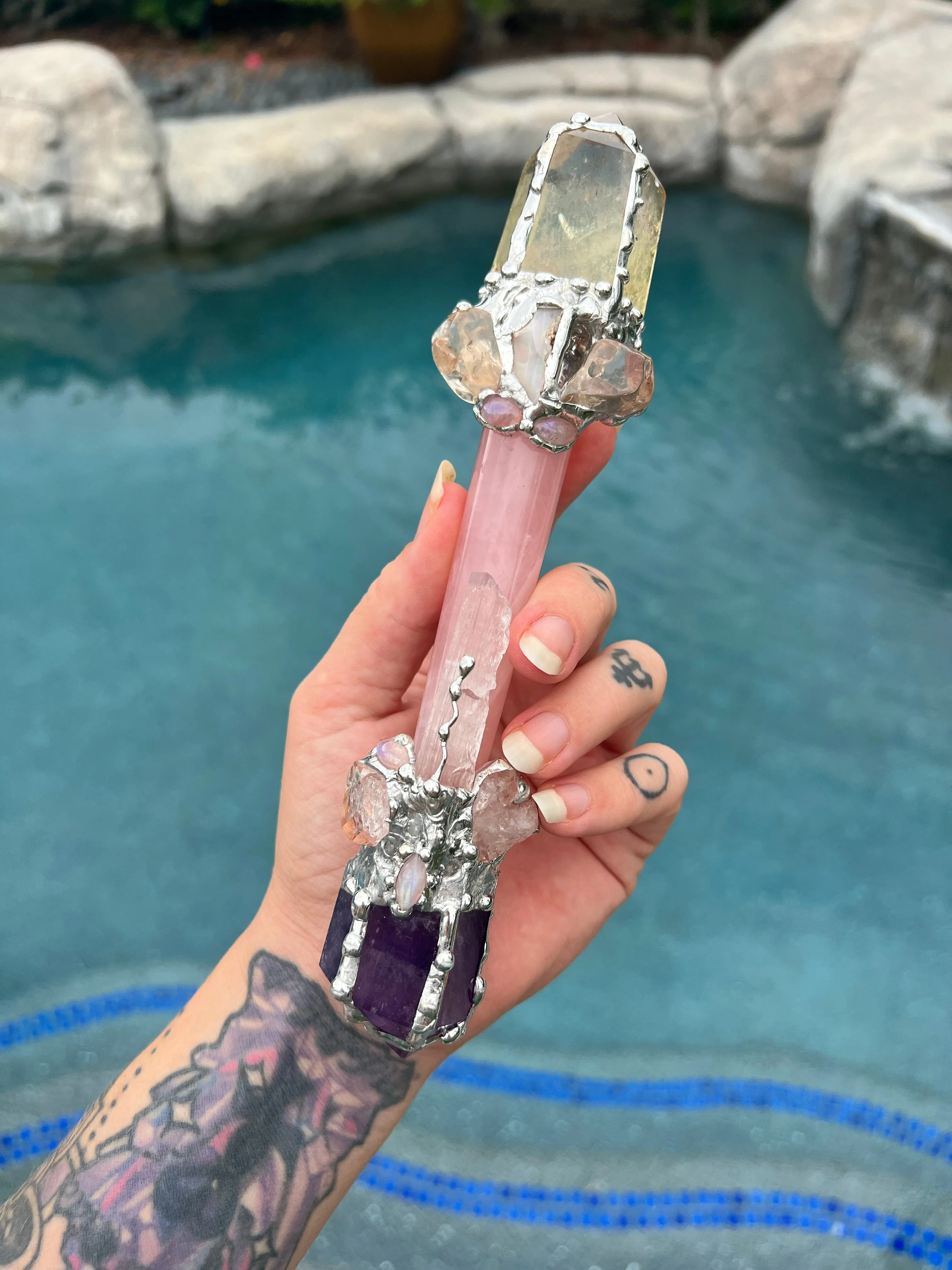 Magic Manifest * Amethyst, Rose Quartz and Citrine wand.