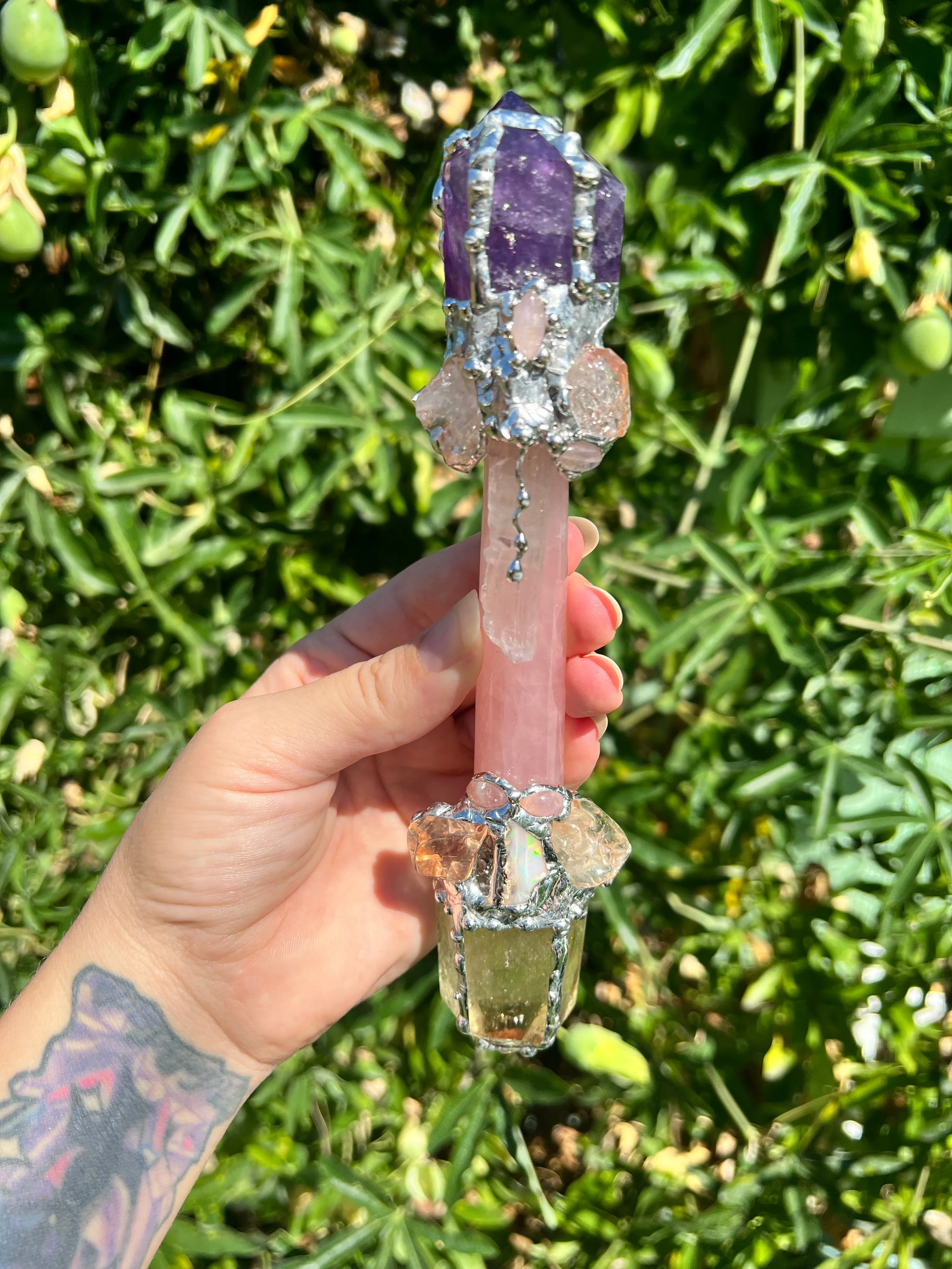 Magic Manifest * Amethyst, Rose Quartz and Citrine wand.