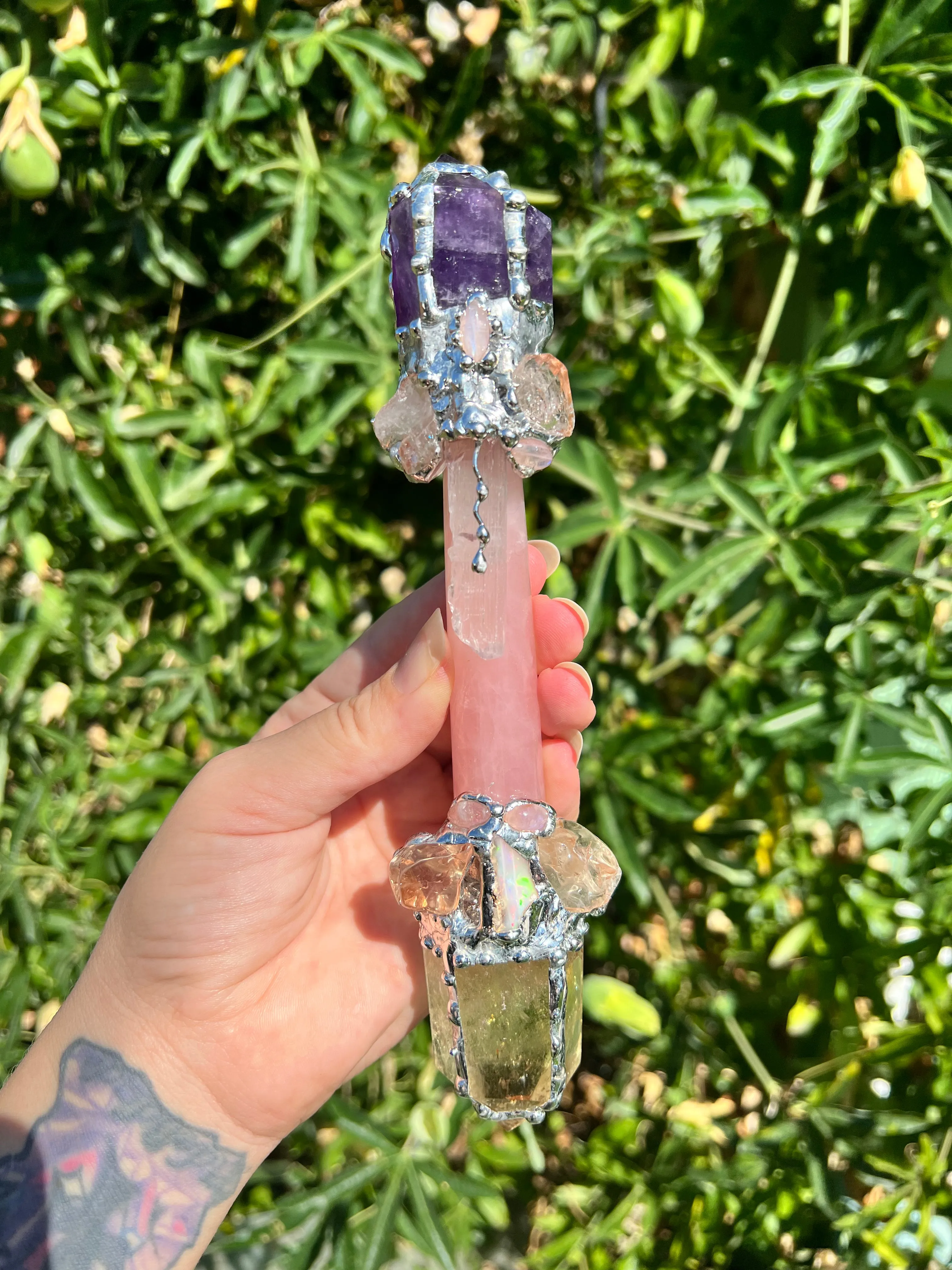 Magic Manifest * Amethyst, Rose Quartz and Citrine wand.