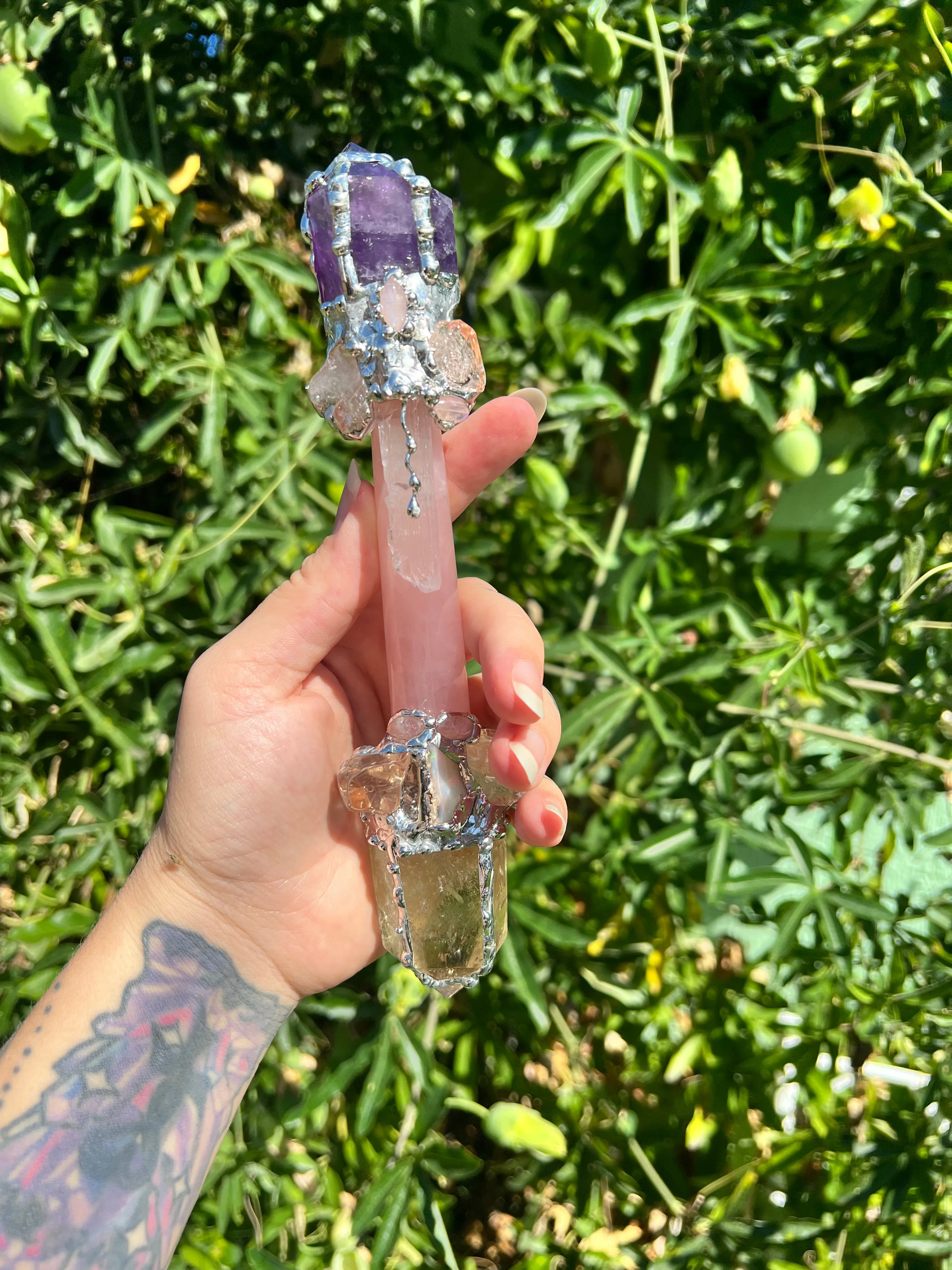 Magic Manifest * Amethyst, Rose Quartz and Citrine wand.