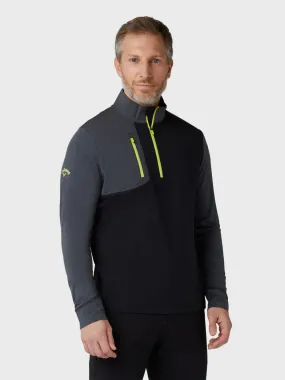 Men's Aquapel Quarter Zip Mixed Media Sweatshirt In Caviar