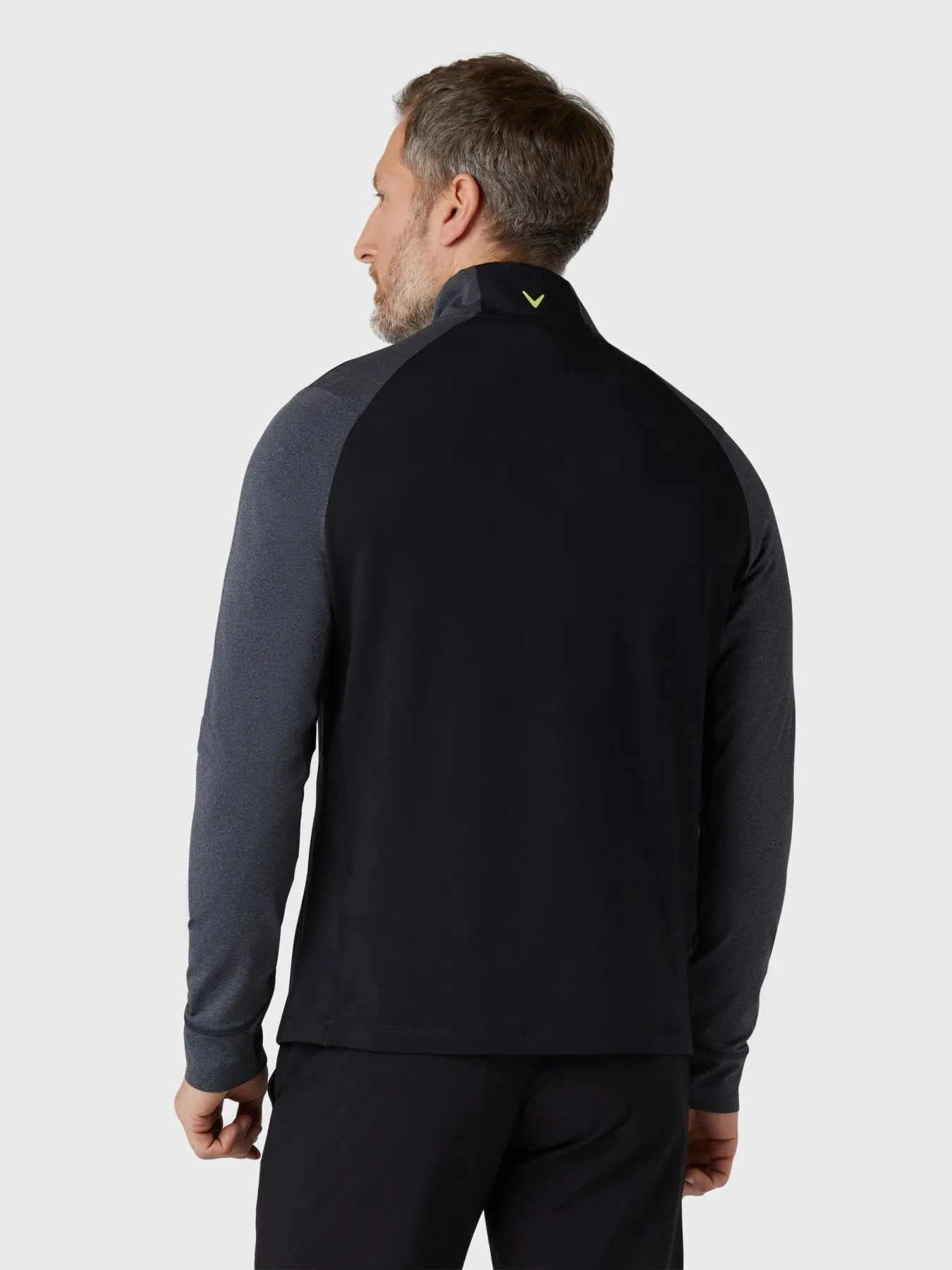 Men's Aquapel Quarter Zip Mixed Media Sweatshirt In Caviar