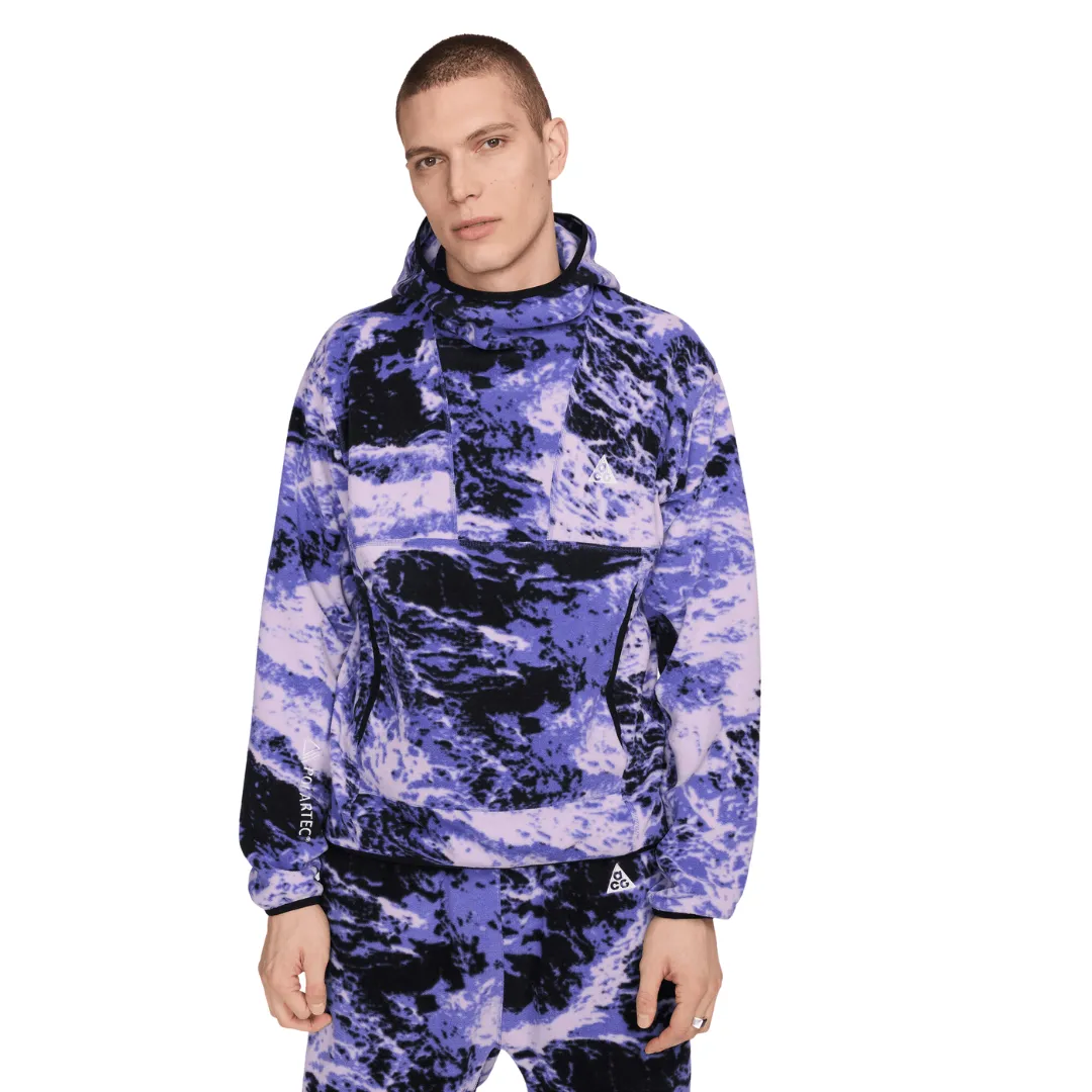 Men's Nike ACG "Wolf Tree" Allover Print Fleece Hoodie - Lilac Bloom/Black/Summit White