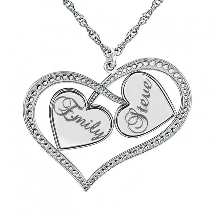 Personalized Interlocking Hearts Necklace