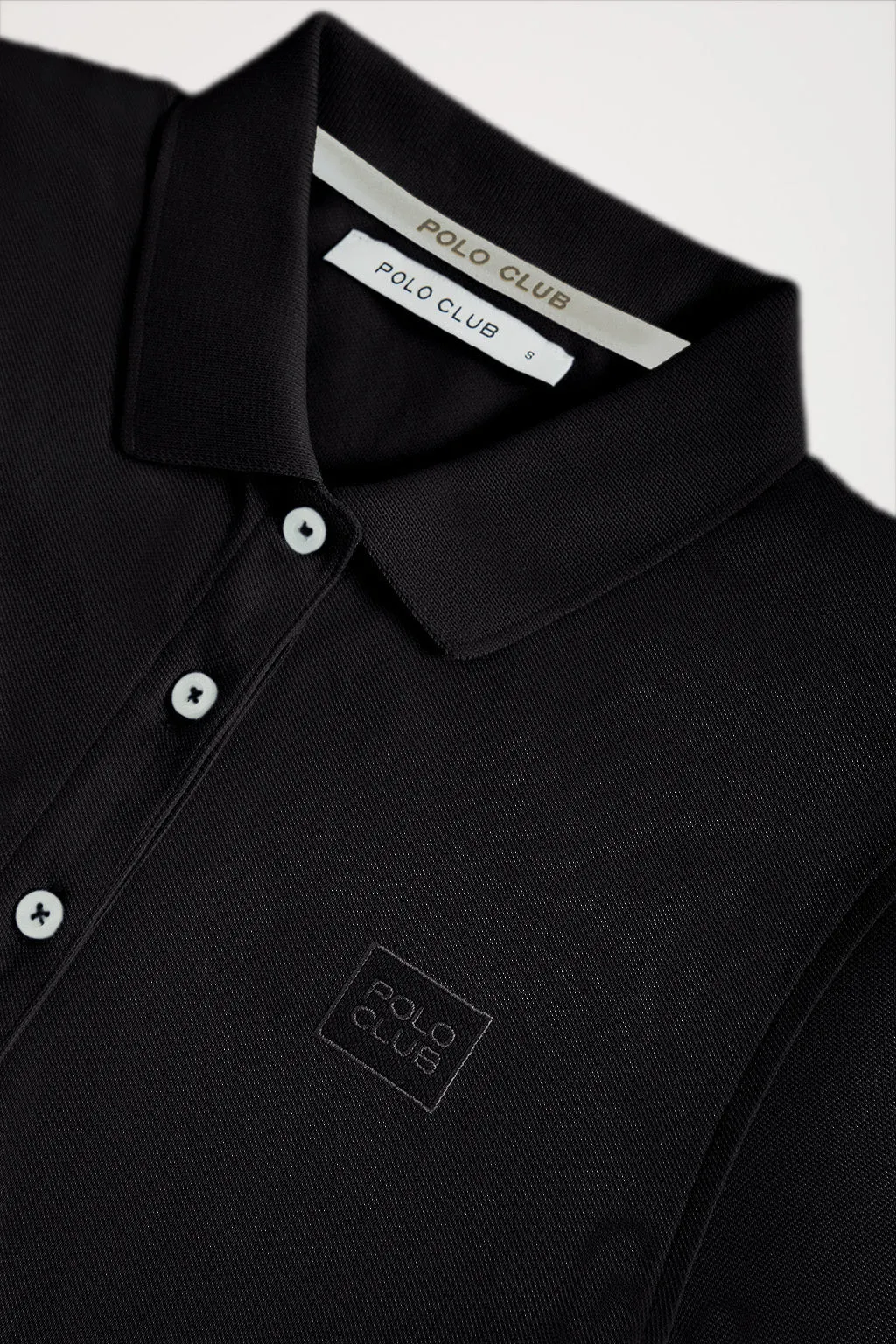 Polo de manga corta piqué negro con logo Polo Club