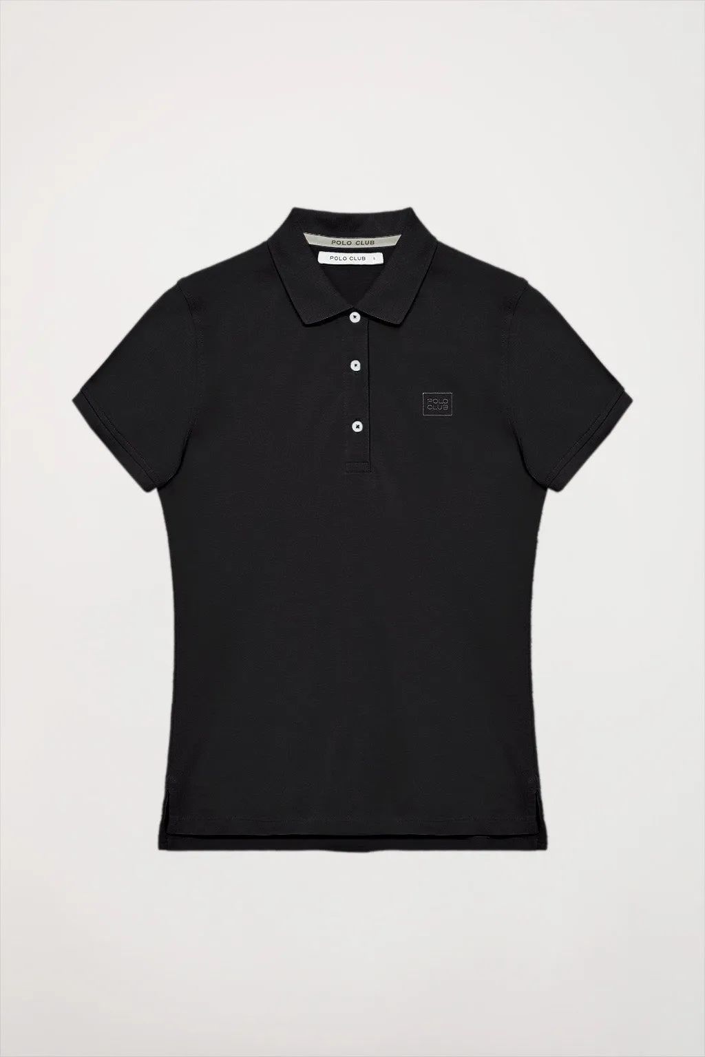 Polo de manga corta piqué negro con logo Polo Club