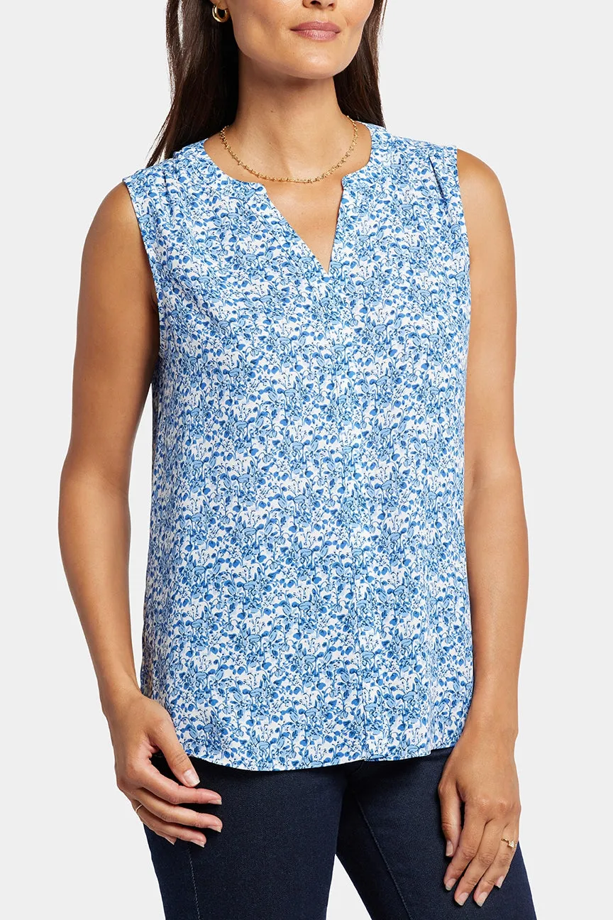 Sleeveless Pintuck Blouse Bloemenprint | Olenia